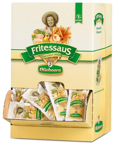 Oliehoorn Fritessaus 35%, doos van 198 zakjes van 20 ml