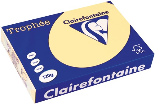 Clairefontaine Trophée Pastel, gekleurd papier, A4, 120 g, 250 vel, kanariegeel