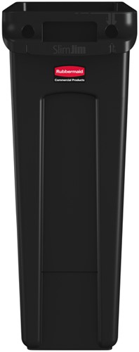 Afvalbak Rubbermaid Slim Jim Vented met luchtsleuven 60 liter zwart