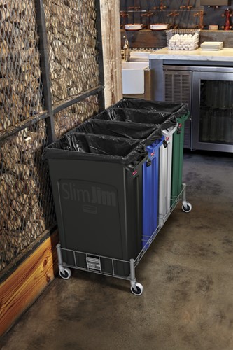 Afvalbak Rubbermaid Slim Jim Vented met luchtsleuven 60 liter zwart-3