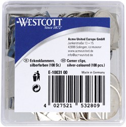 Hoekclips Westcott aluminium goudkleurig doos à 100 stuks