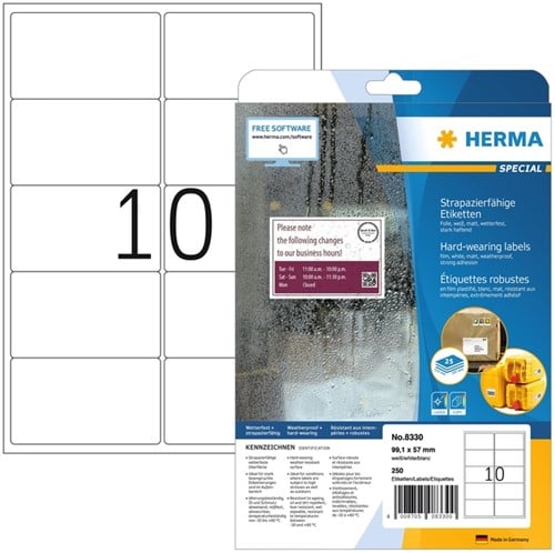 Etiket HERMA 8330 99.1x57mm weerbestendig wit 250 etiketten