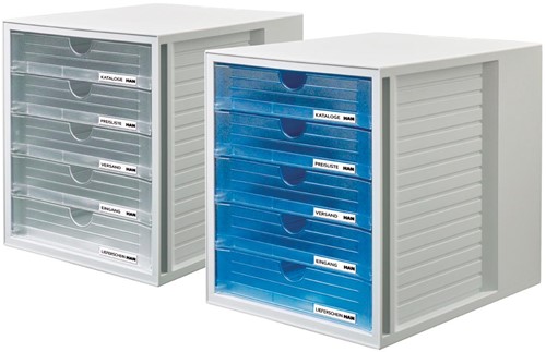 Han ladenblok Systembox met 5 gesloten laden, transparant-2