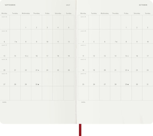 Agenda 2027 Moleskine 12M Planner Weekly 7dagen/1pagina large sc scarlet red-1
