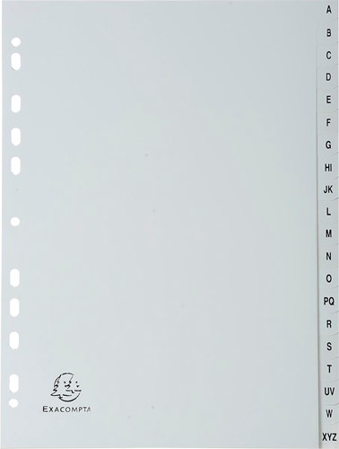 Exacompta tabbladen voor ft A4, uit PP, van A tot Z, 20 tabs, grijs-2