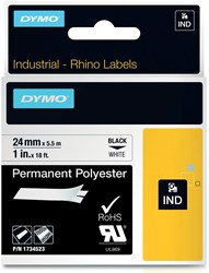 Dymo RHINO vinyltape 24 mm, zwart op wit