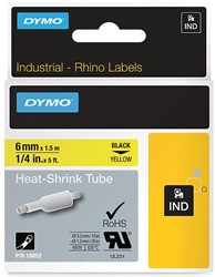 Dymo RHINO krimpkous 6 mm, zwart op geel