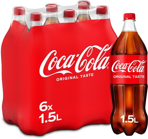 Coca-Cola frisdrank, fles van 1,5 l, pak van 6 stuks
