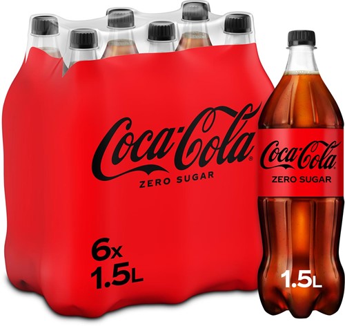 Coca-Cola Zero frisdrank, fles van 1,5 l, pak van 6 stuks