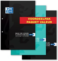 Oxford cursusblok voordeelpak van 3 stuks, geassorteerde kleuren, ft A4, 100 vel, commercieel geruit