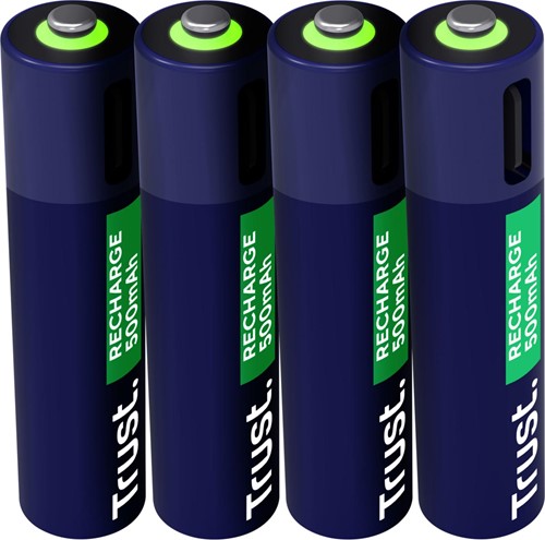 Trust USB-C herlaadbare batterijen AAA, blister van 4 stuks