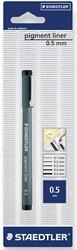 Staedtler pigment liner fineliner, ronde punt, schrijfbreedte 0,5 mm, op blister, zwart