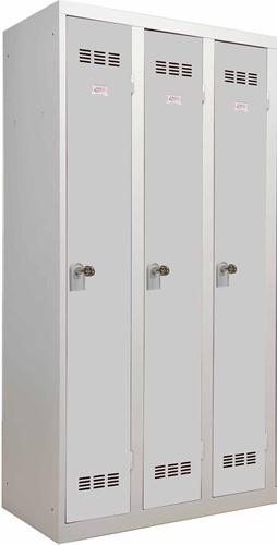 Industriële garderobekast propere industrie, 3 deuren, ft 180 x 90 cm, grijs