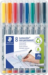 Staedtler Lumocolor 316, OHP-marker, non permanent, 0,6 mm, box van 8 stuks in geassorteerde kleuren
