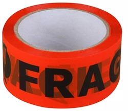 Verpakkingstape fragile breekbaar, ft 50 mm x 66 m, oranje