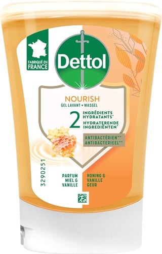 Dettol no touch handzeep Extra care, honing en vanille, navulling van 250 ml