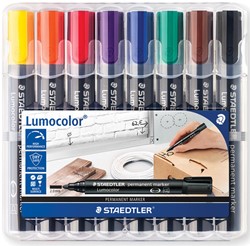 Staedtler Lumocolor 352, permanent marker, ronde punt, 2 mm, etui van 8 stuks in geassorteerde kleuren