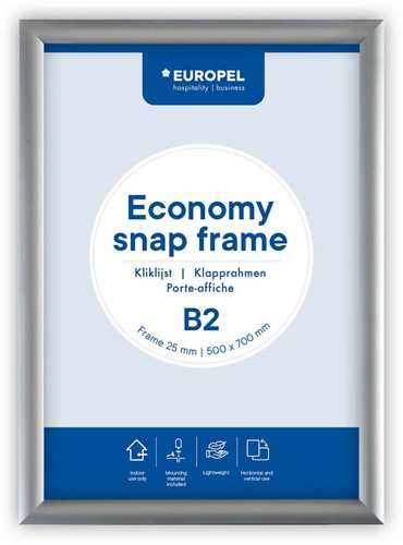 Europel clicklijst Economy, lijst 25 mm, ft B2, zilver
