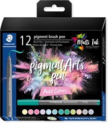 Staedtler Pigment Arts brush pen, etui van 12 stuks, Pastel Colours