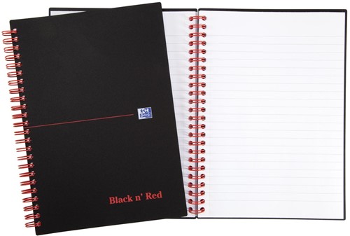 Oxford BLACK N' RED spiraalblok kunststof, 140 bladzijden ft A5, gelijnd