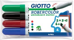 Giotto Robercolor whiteboardmarker maxi, schuine punt, etui met 4 stuks in geassorteerde kleuren