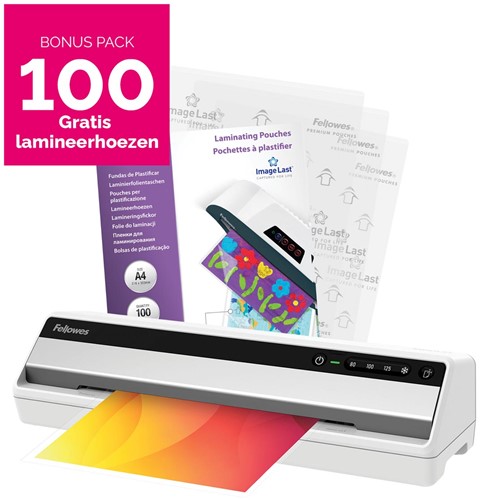 Fellowes lamineermachine Saturn voor ft A3 + Bonus Pack van 100 lamineerhoezen (A4, 80 micron)