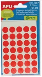 Apli ronde etiketten in etui diameter 13 mm, rood, 175 stuks, 35 per blad (2057)