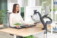 Leitz Ergo ruimtebesparende monitorarm, dubbele arm met 1 laptoparm, grijs-3