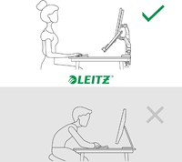 Leitz Ergo ruimtebesparende monitorarm, dubbele arm met 1 laptoparm, grijs-3