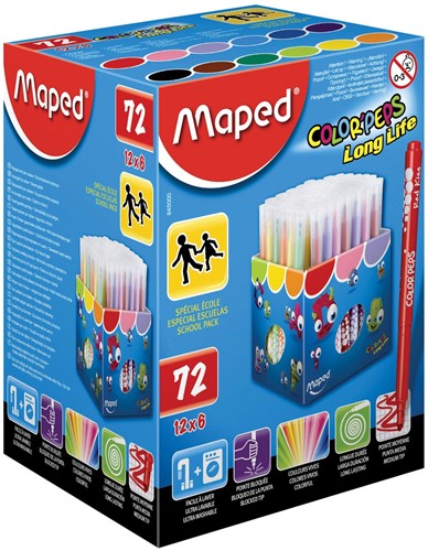 Maped Viltstift Color'Peps 72 stiften in een kartonnen doos (classpack)