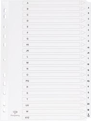 Pergamy tabbladen met indexblad, ft A4, 11-gaatsperforatie, A-Z met 20 tabs