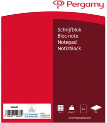 Pergamy schrijfblok, 60 g/m², ft A5, 100 vel, geruit 5 mm