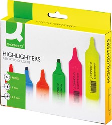 Q-CONNECT markeerstift, pak van 6 stuks in geassorteerde kleuren