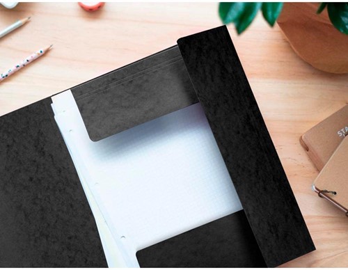 Q-CONNECT elastomap, A4, 3 kleppen en elastieken, karton, zwart-2