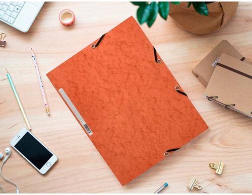 Q-CONNECT elastomap, A4, 3 kleppen en elastieken, karton, oranje-3