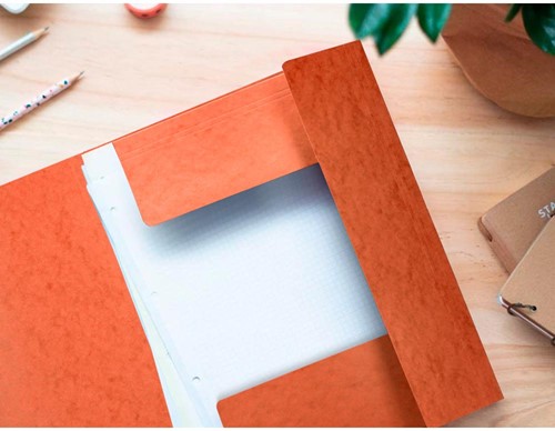Q-CONNECT elastomap, A4, 3 kleppen en elastieken, karton, oranje-1