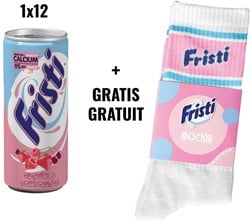 ACTIE FRISTI: 1 x Fristi yoghurtdrank, 25 cl, 12 stuks (ref. 049770) + GRATIS 1 x paar sokken