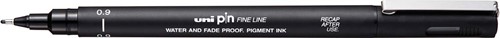 Uni Pin fineliner, ronde punt, 0,9 mm, zwart