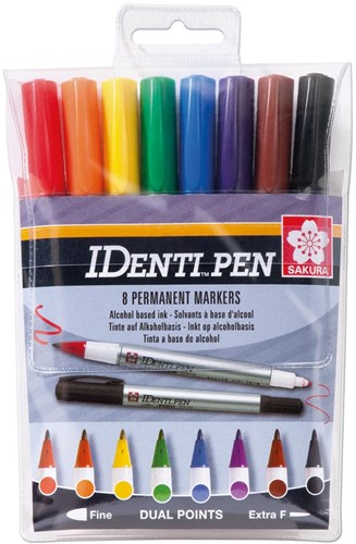 Sakura merkstift IDenti-Pen, etui van 8 stuks in geassorteerde kleuren