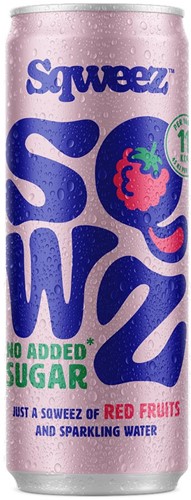 SQWZ frisdrank Red Fruits BIO, blikje van 25 cl, pak van 12 stuks