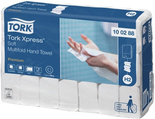 Handdoek Tork H2 Xpress Premium multifold 2-laags 212x340mm 21x110 vel wit 100288-3