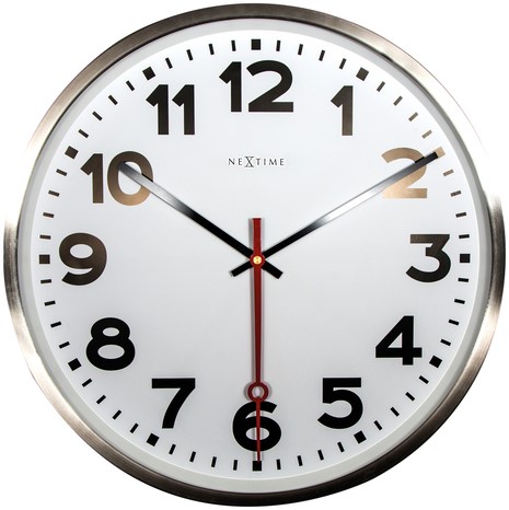 Wandklok Nextime Dia. 55 Cm, Rvs, 'Super Station' Cijfers PER STUK