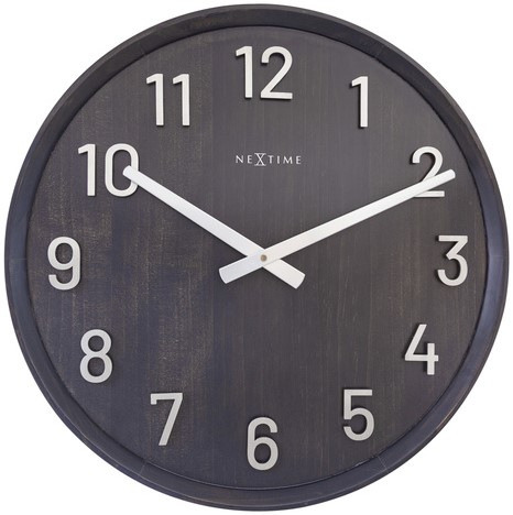 Grote Wandklok - 50Cm- Stille Klok - Walnoot - Zwart - Nextime Precious"" PER STUK