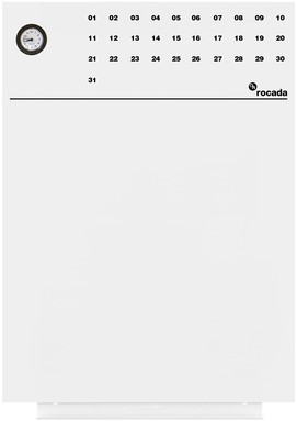 Whiteboard Rocada Skinclock 55X75Cm Wit Gelakt Met Klok En Kalender Inclusief Pennegoot PER STUK